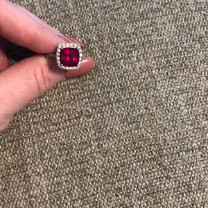 Sterling silver with lab created ruby women’s ring